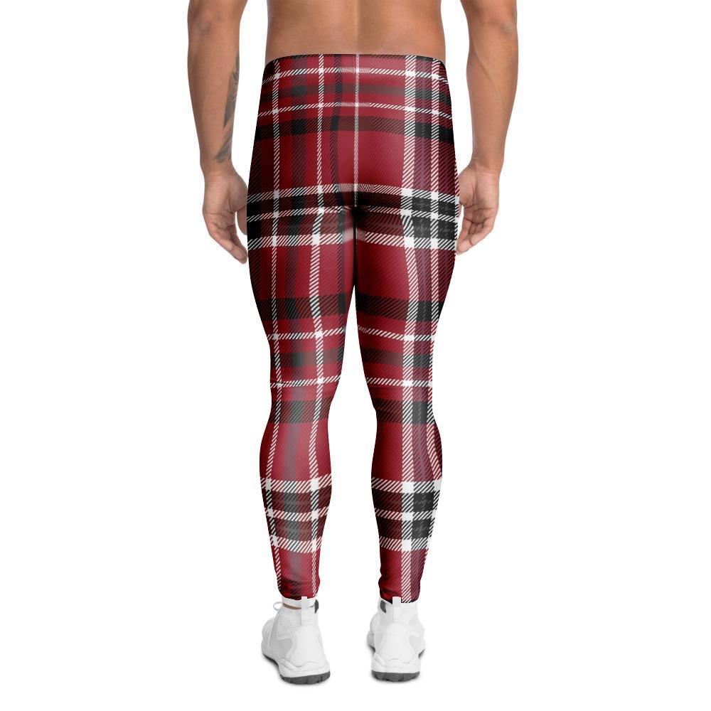 Tartan Plaid Print Men's Leggings-grizzshop