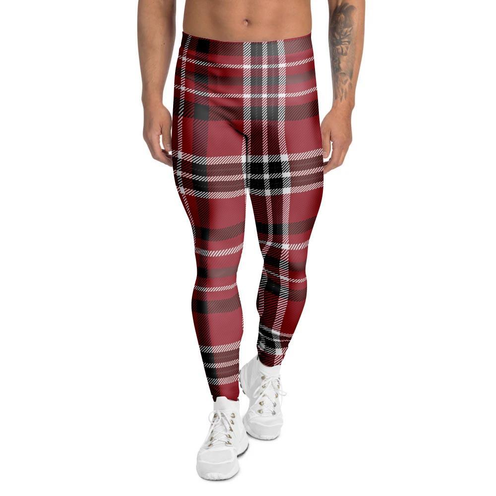 Tartan Plaid Print Men's Leggings-grizzshop