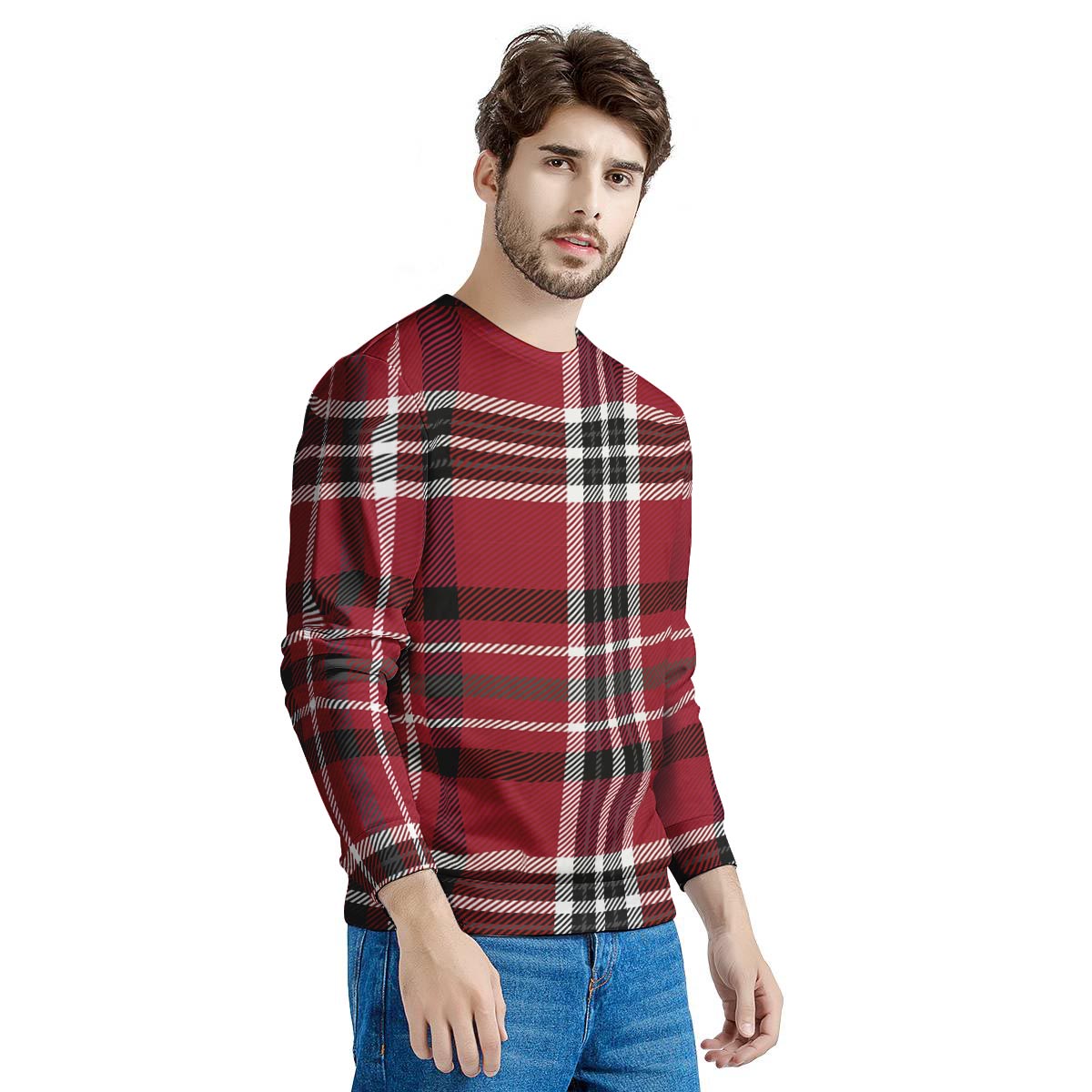 Tartan Plaid Print Men's Sweatshirt-grizzshop