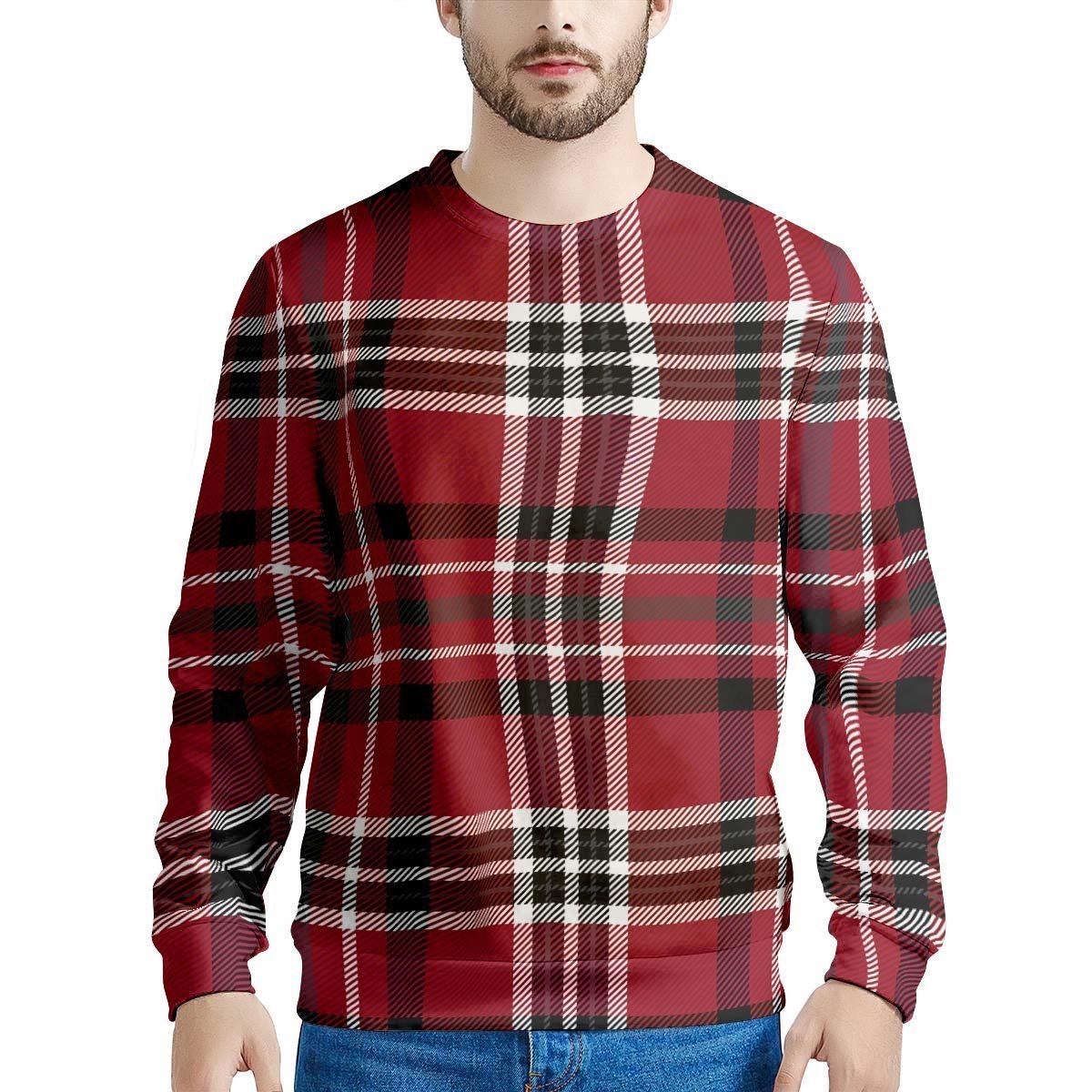 Tartan Plaid Print Men's Sweatshirt-grizzshop