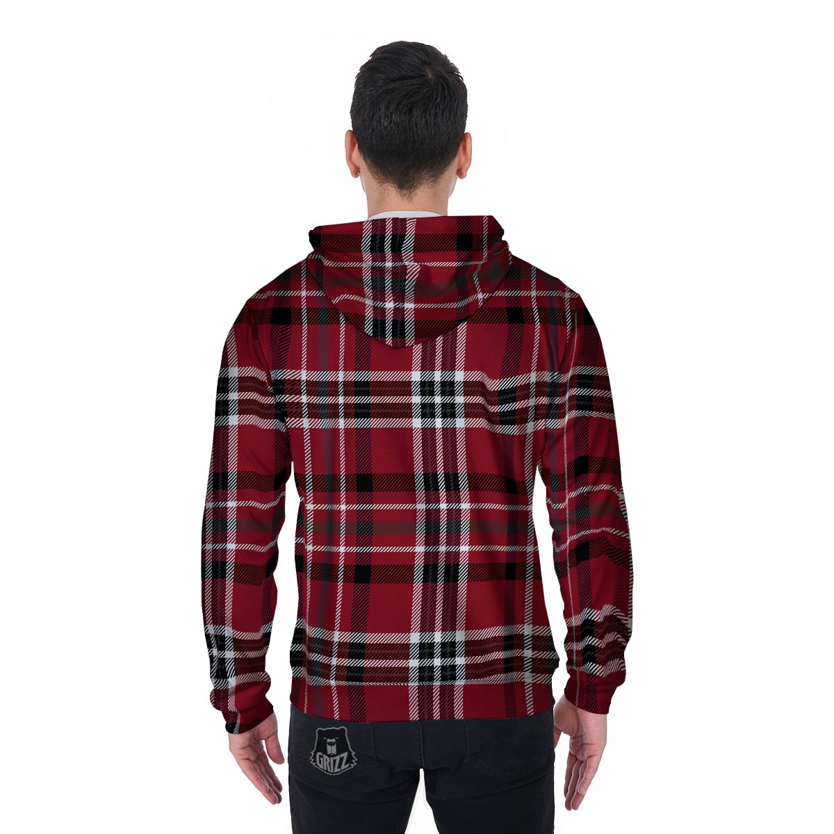 Tartan Plaid Print Men's Zip Up Hoodie-grizzshop