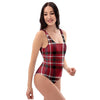 Tartan Plaid Print One Piece Swimsuite-grizzshop