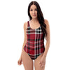 Tartan Plaid Print One Piece Swimsuite-grizzshop