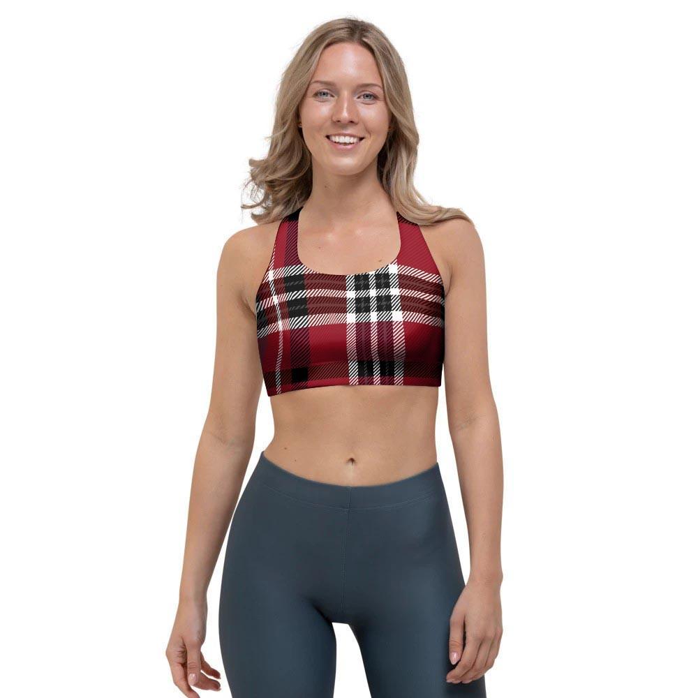 Tartan Plaid Print Sports Bra-grizzshop