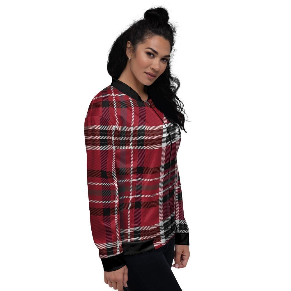 Tartan Plaid Print Women's Bomber Jacket-grizzshop