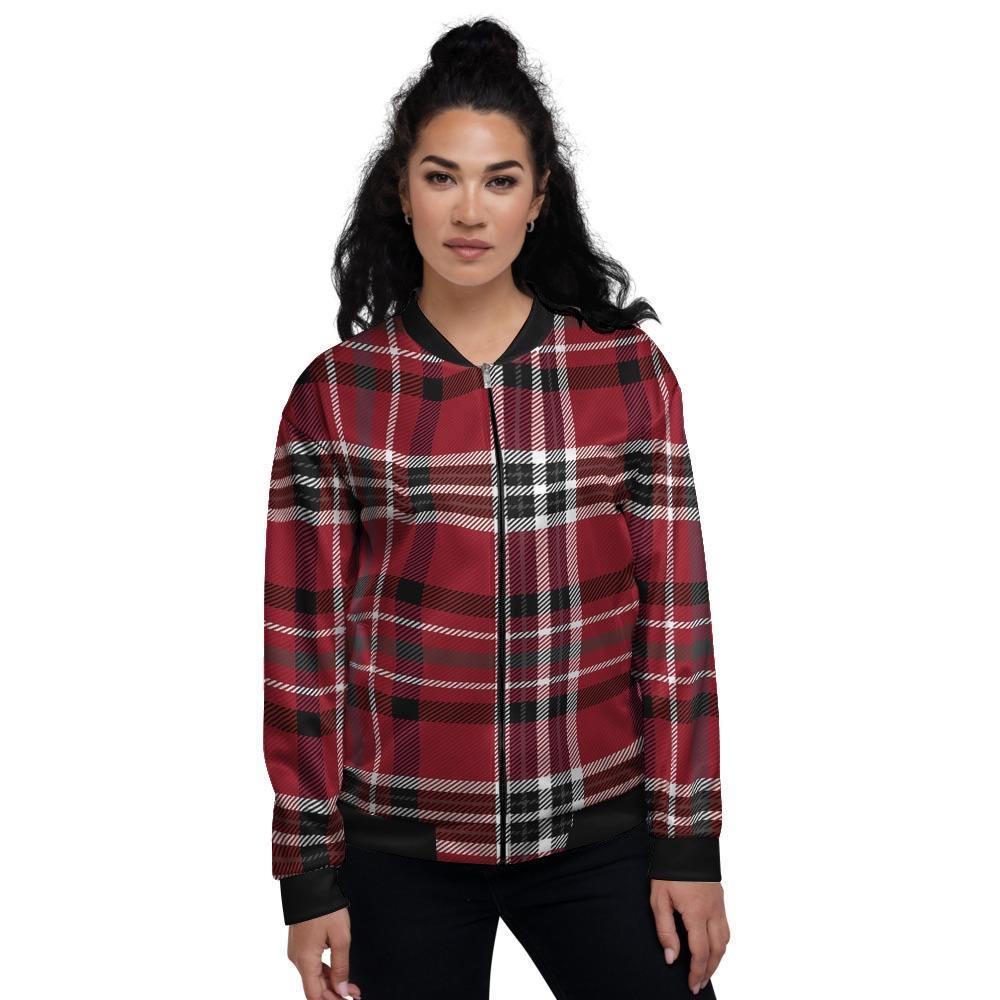 Tartan Plaid Print Women's Bomber Jacket-grizzshop