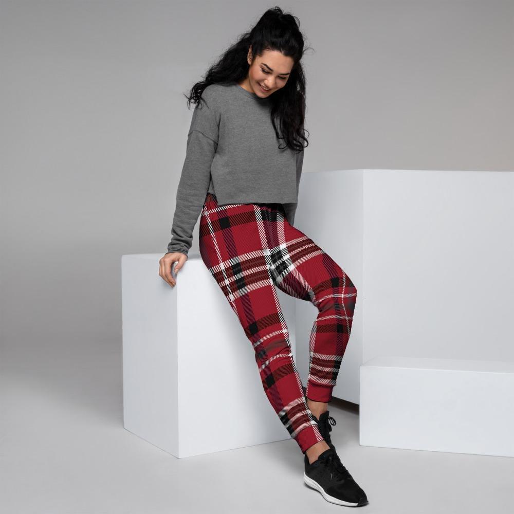 Tartan Plaid Print Women's Joggers-grizzshop