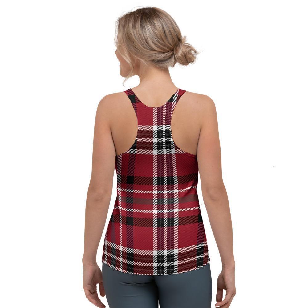 Tartan Plaid Print Women's Racerback Tank Top-grizzshop