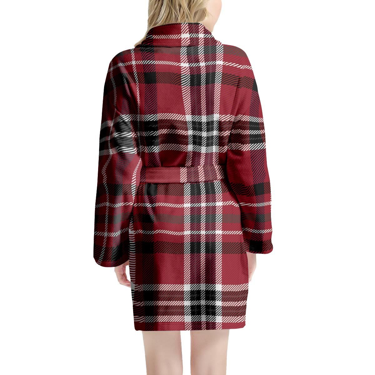 Tartan Plaid Print Women's Robe-grizzshop