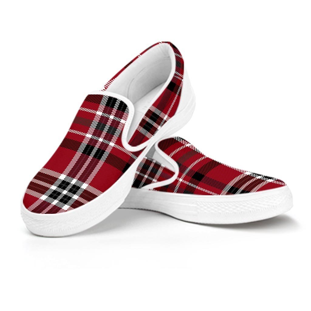 Tartan Plaid Print Women's Slip On Sneakers-grizzshop