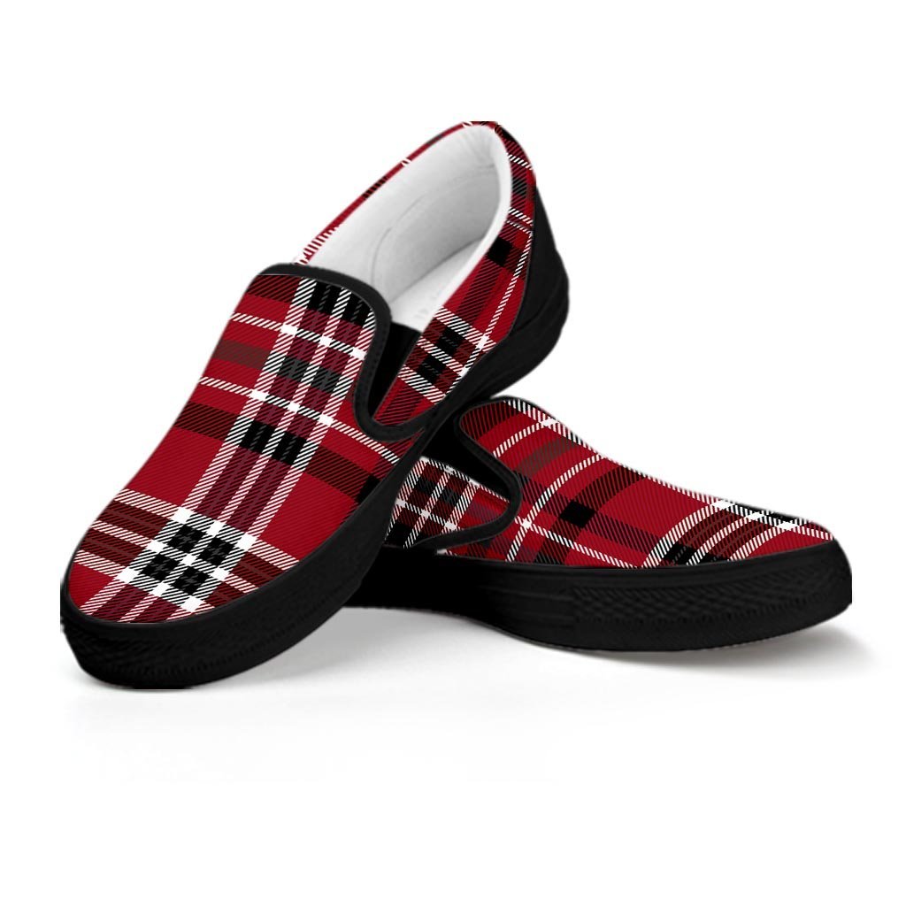 Tartan Plaid Print Women's Slip On Sneakers-grizzshop