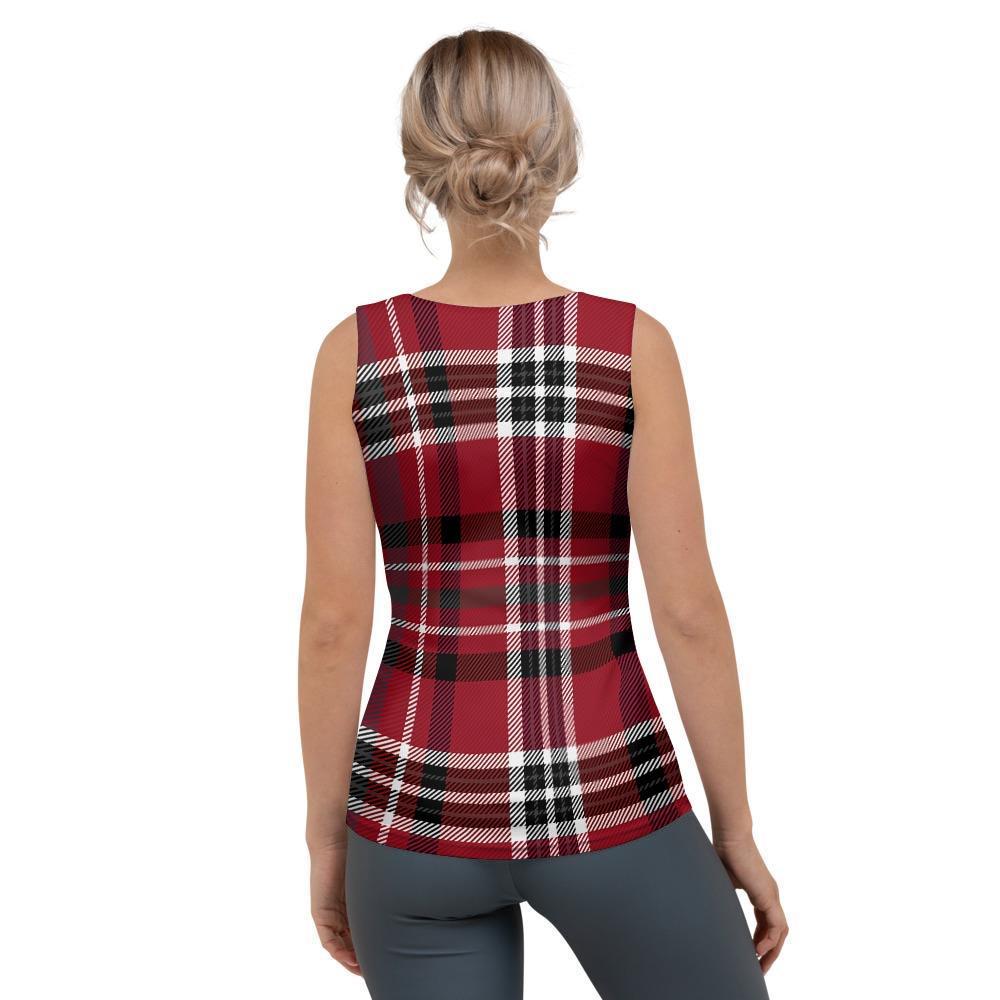 Tartan Plaid Print Women's Tank Top-grizzshop