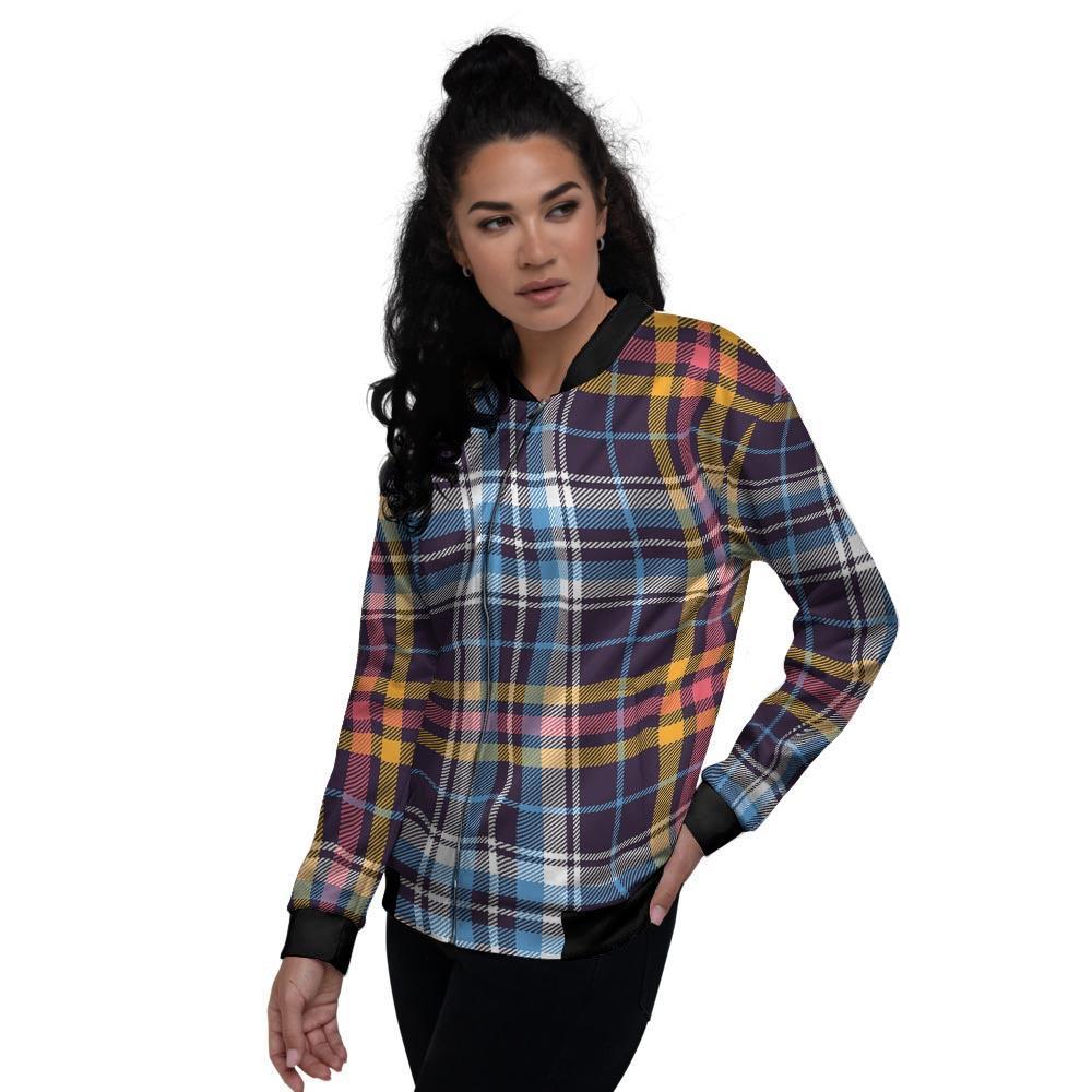 Tartan Plaid Women's Bomber Jacket-grizzshop