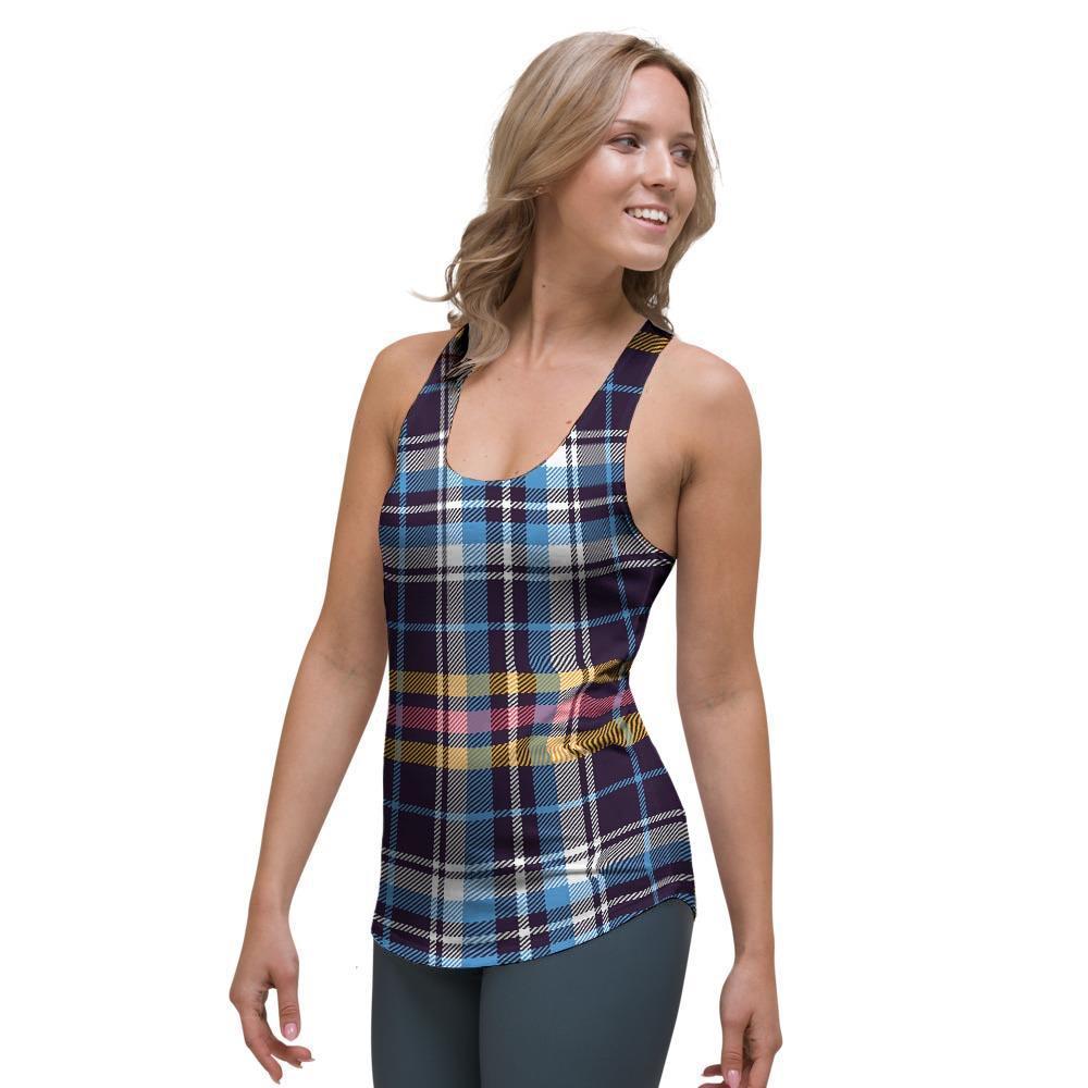 Tartan Plaid Women's Racerback Tank Top-grizzshop