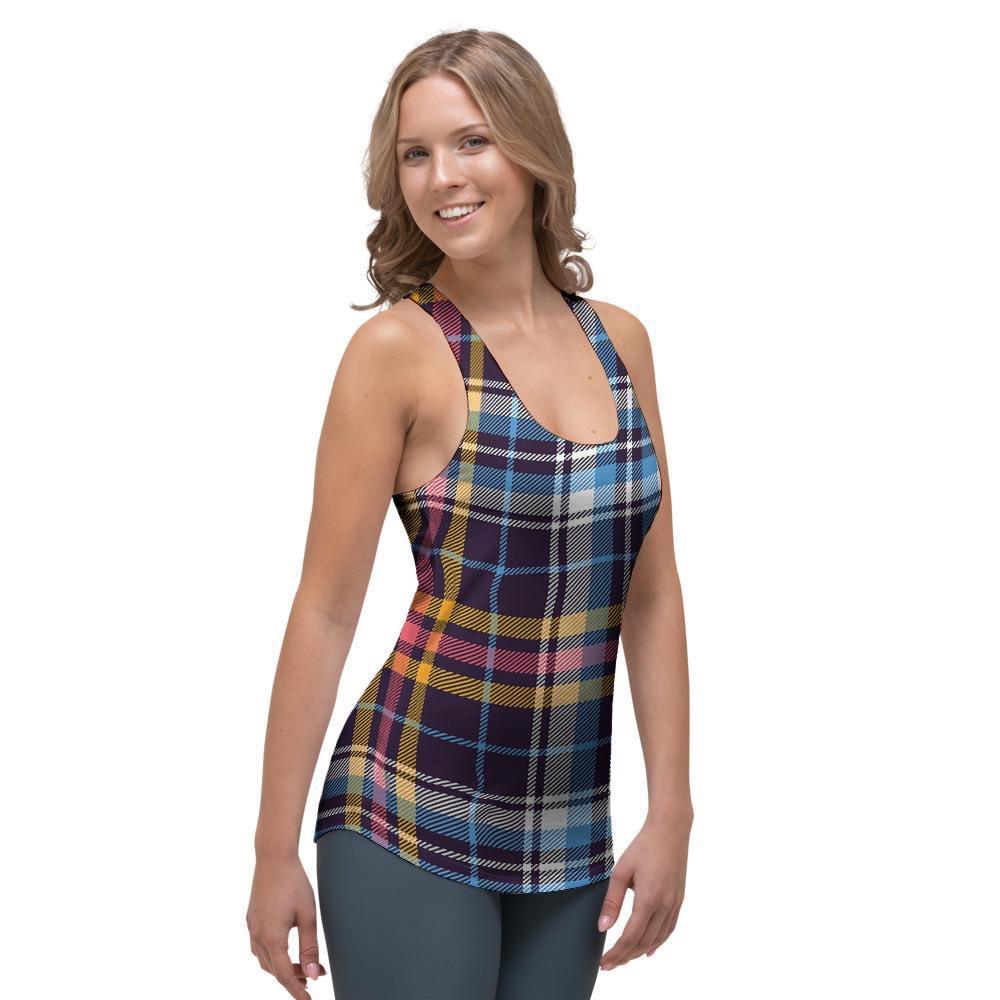 Tartan Plaid Women's Racerback Tank Top-grizzshop