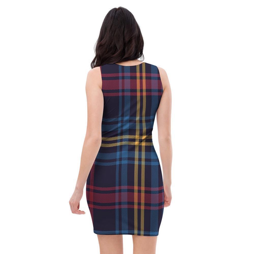 Tartan Print Bodycon Dress-grizzshop