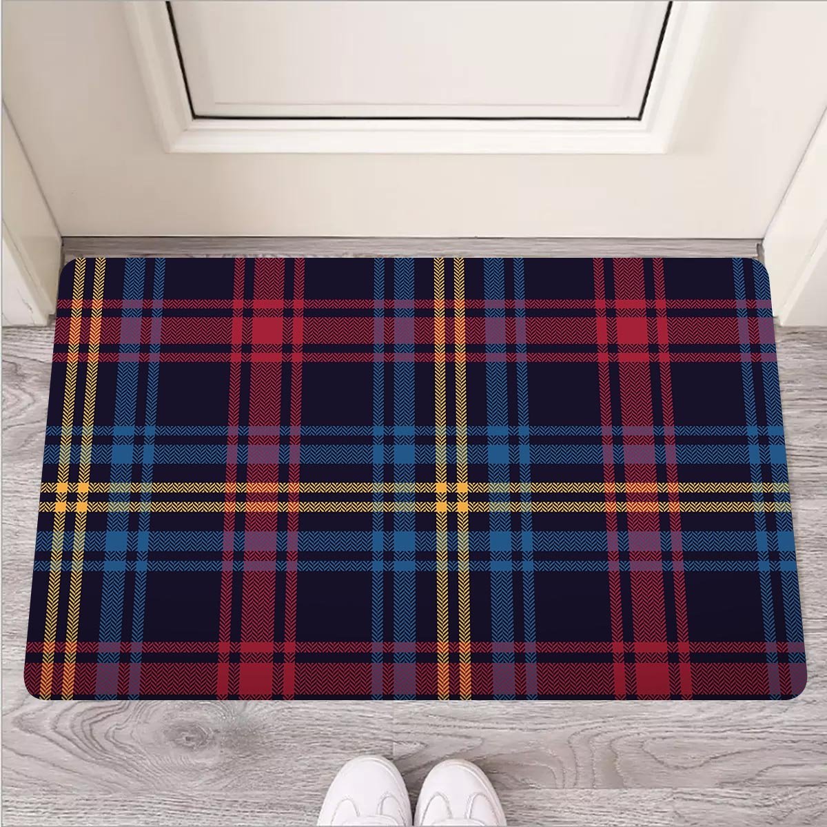 Tartan Print Door Mat-grizzshop