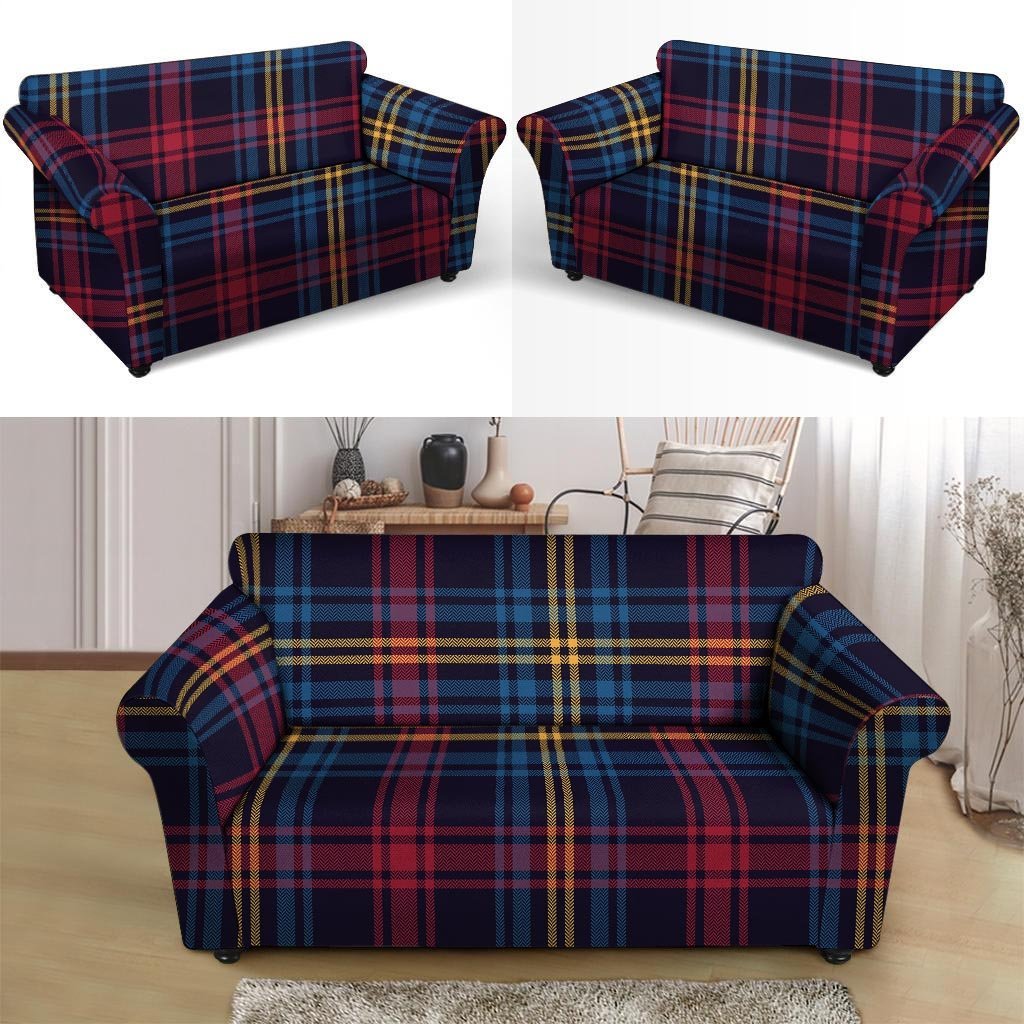 Tartan Print Loveseat Cover-grizzshop