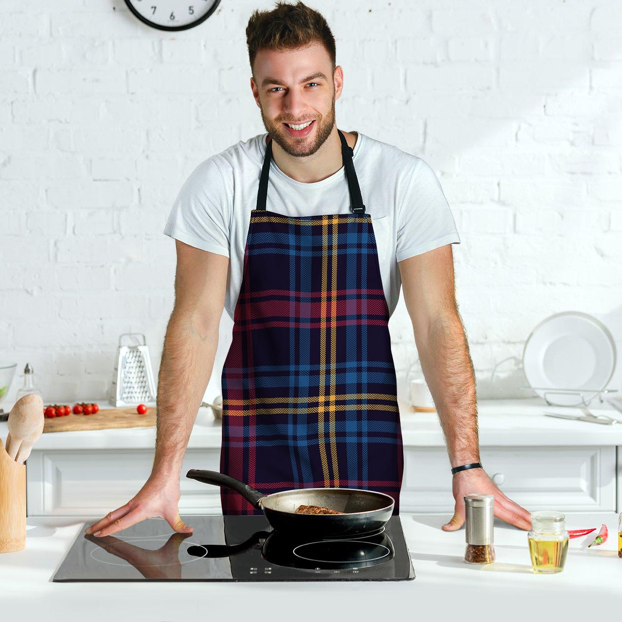 Tartan Print Men's Apron-grizzshop