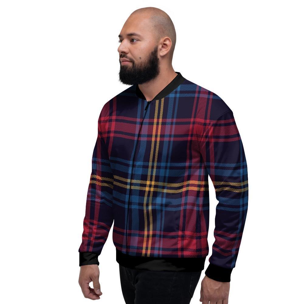 Tartan Print Men's Bomber Jacket-grizzshop