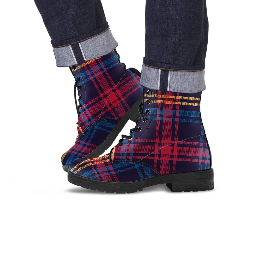 Tartan Print Men's Boots-grizzshop