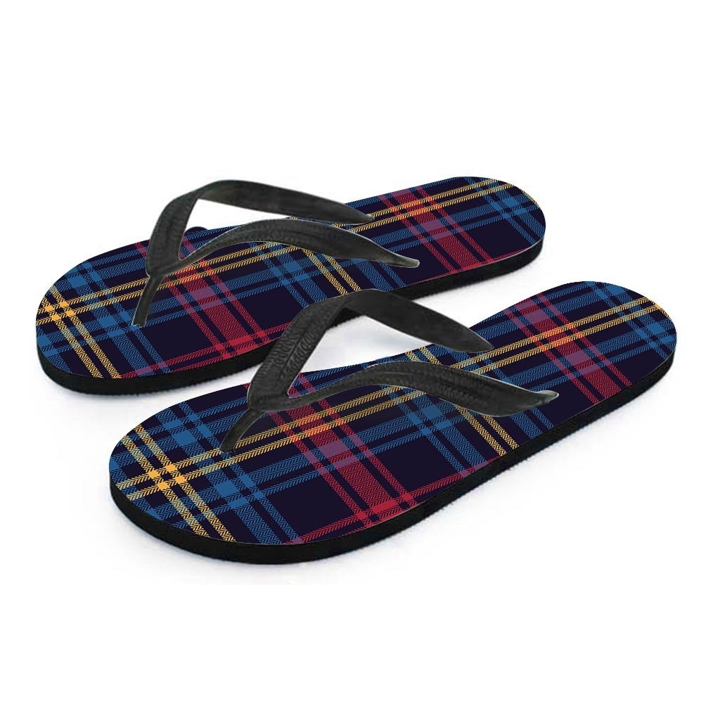 Tartan Print Men's Flip Flops-grizzshop