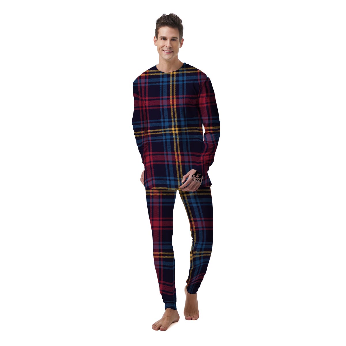 Tartan Print Men's Pajamas-grizzshop