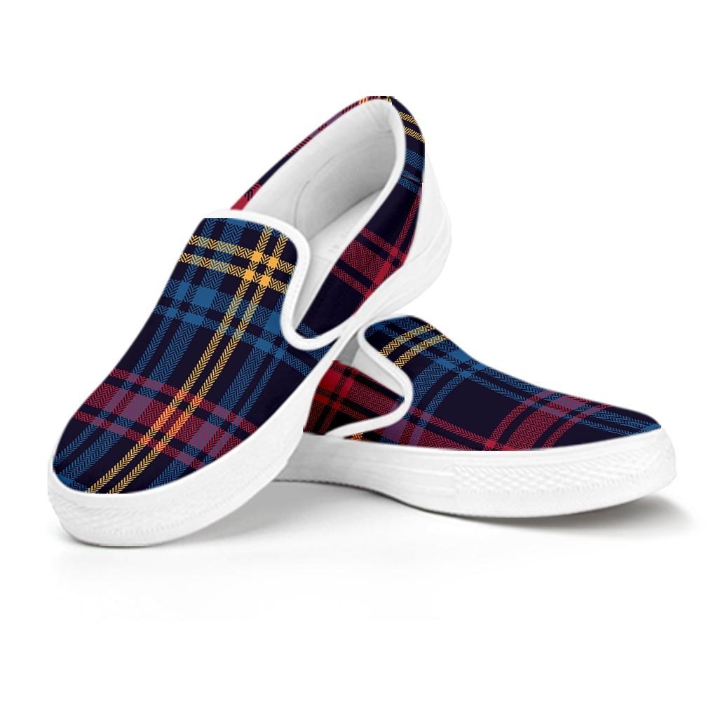 Tartan Print Men's Slip On Sneakers-grizzshop