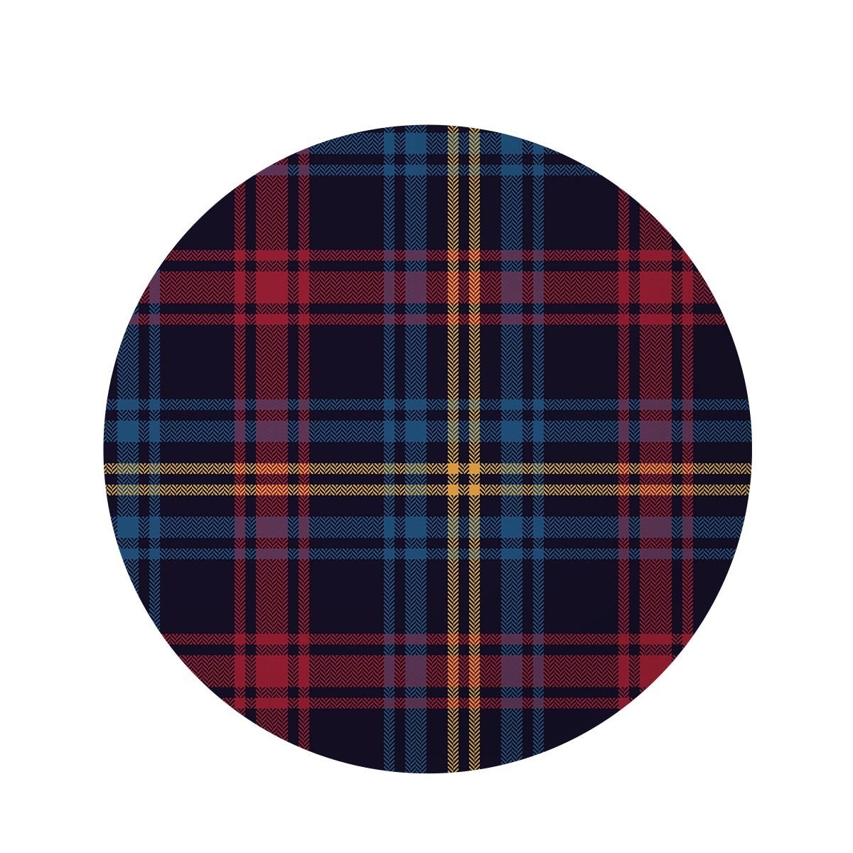 Tartan Print Round Rug-grizzshop