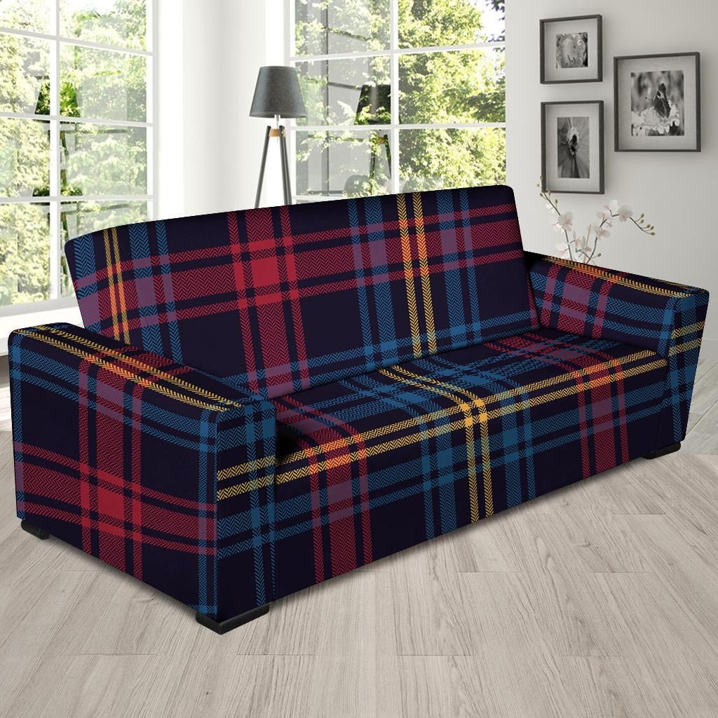 Tartan Print Sofa Cover-grizzshop