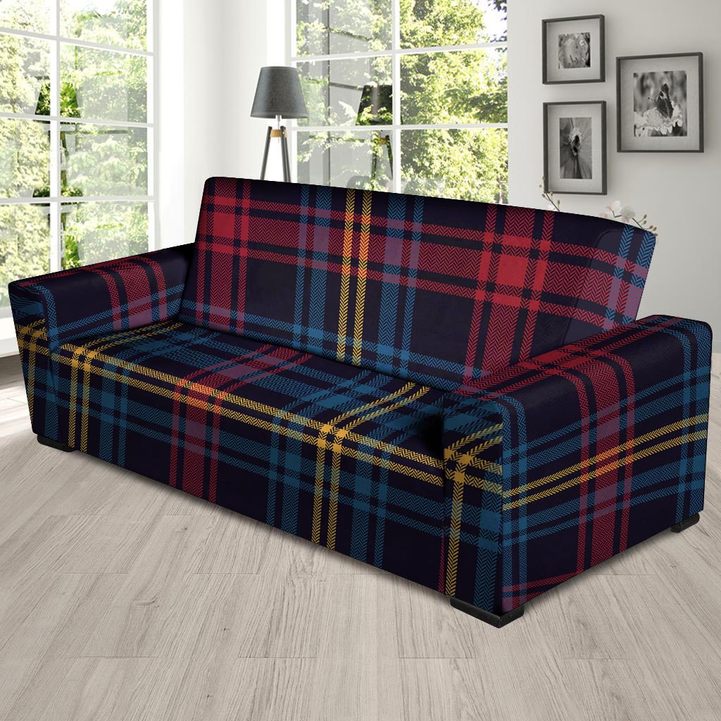 Tartan Print Sofa Cover-grizzshop