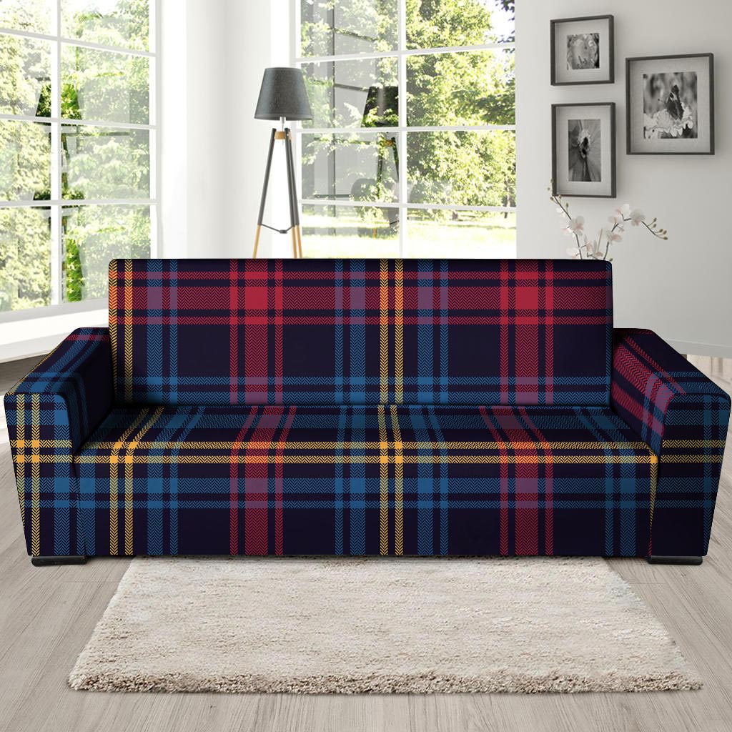 Tartan Print Sofa Cover-grizzshop