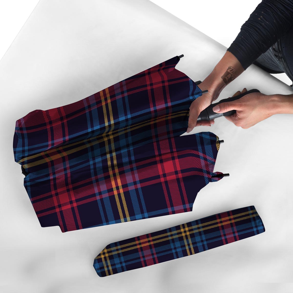 Tartan Print Umbrella-grizzshop