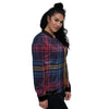 Tartan Print Women's Bomber Jacket-grizzshop