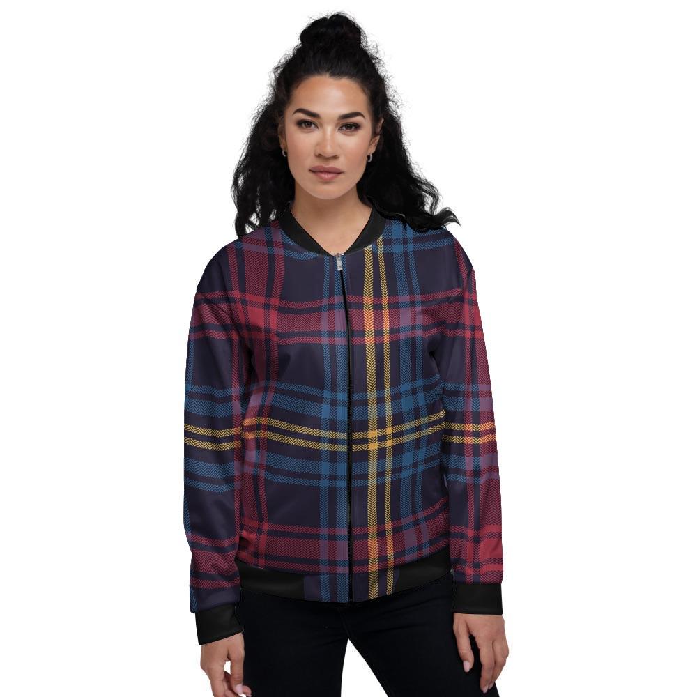 Tartan Print Women's Bomber Jacket-grizzshop