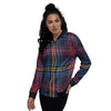 Tartan Print Women's Bomber Jacket-grizzshop