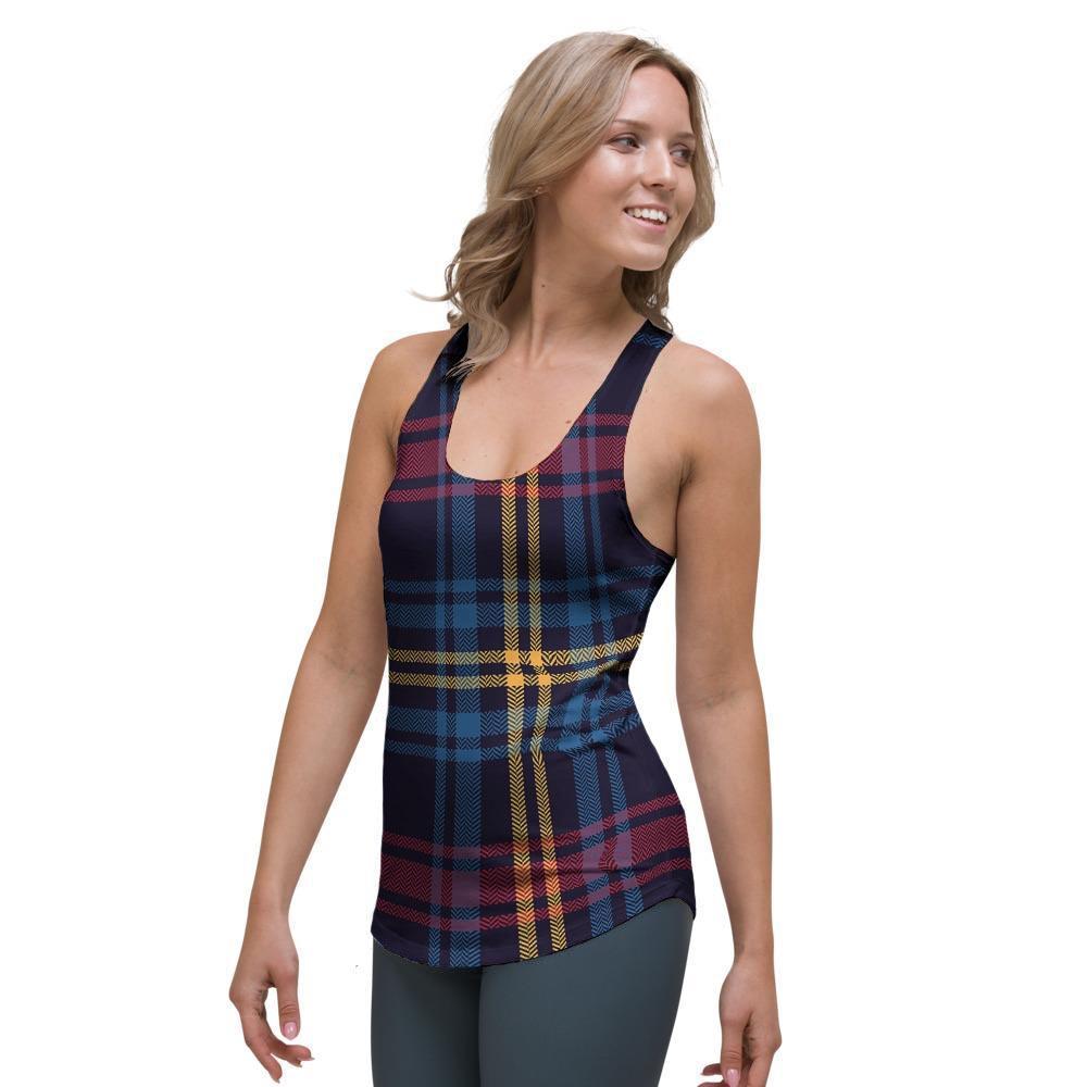 Tartan Print Women's Racerback Tank Top-grizzshop
