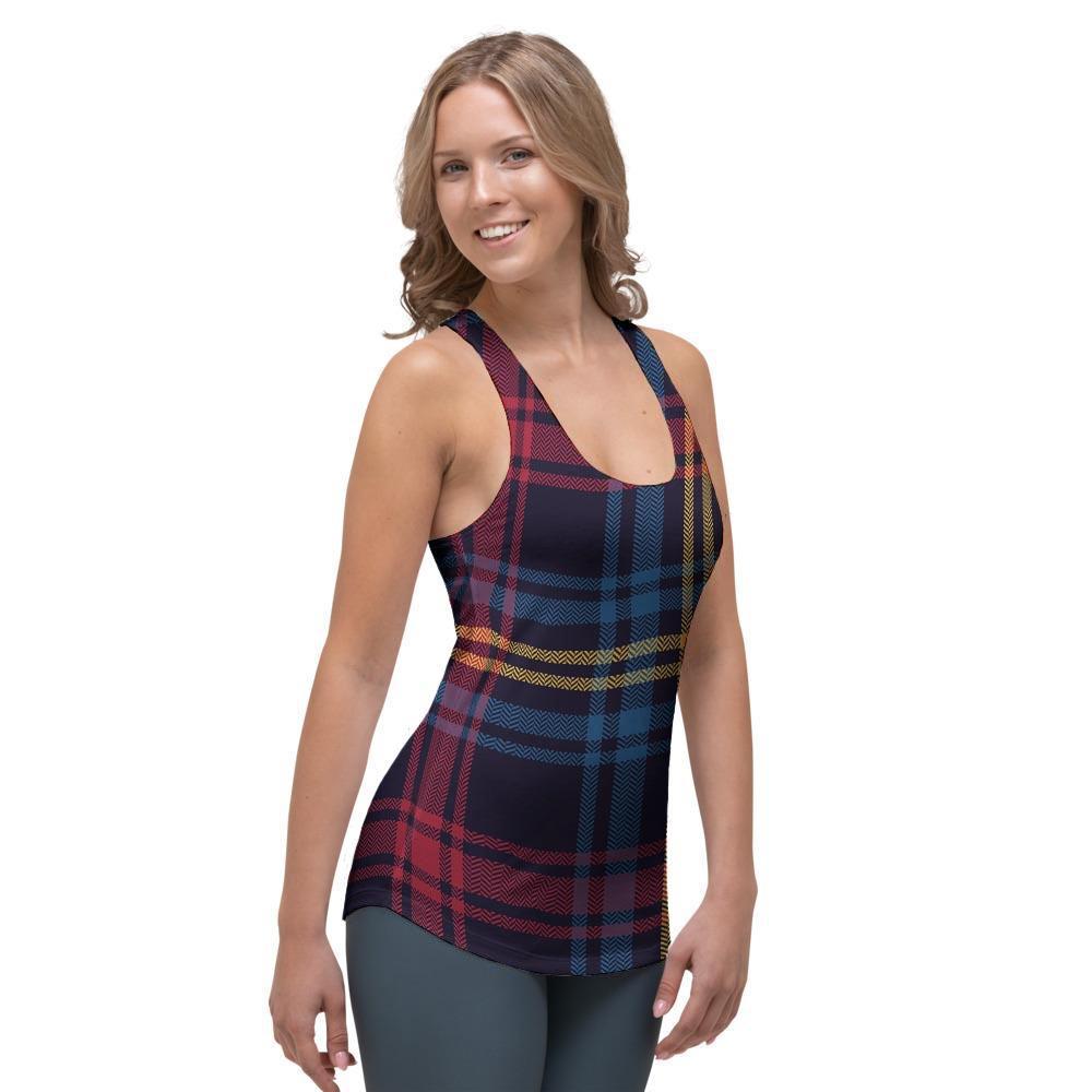 Tartan Print Women's Racerback Tank Top-grizzshop