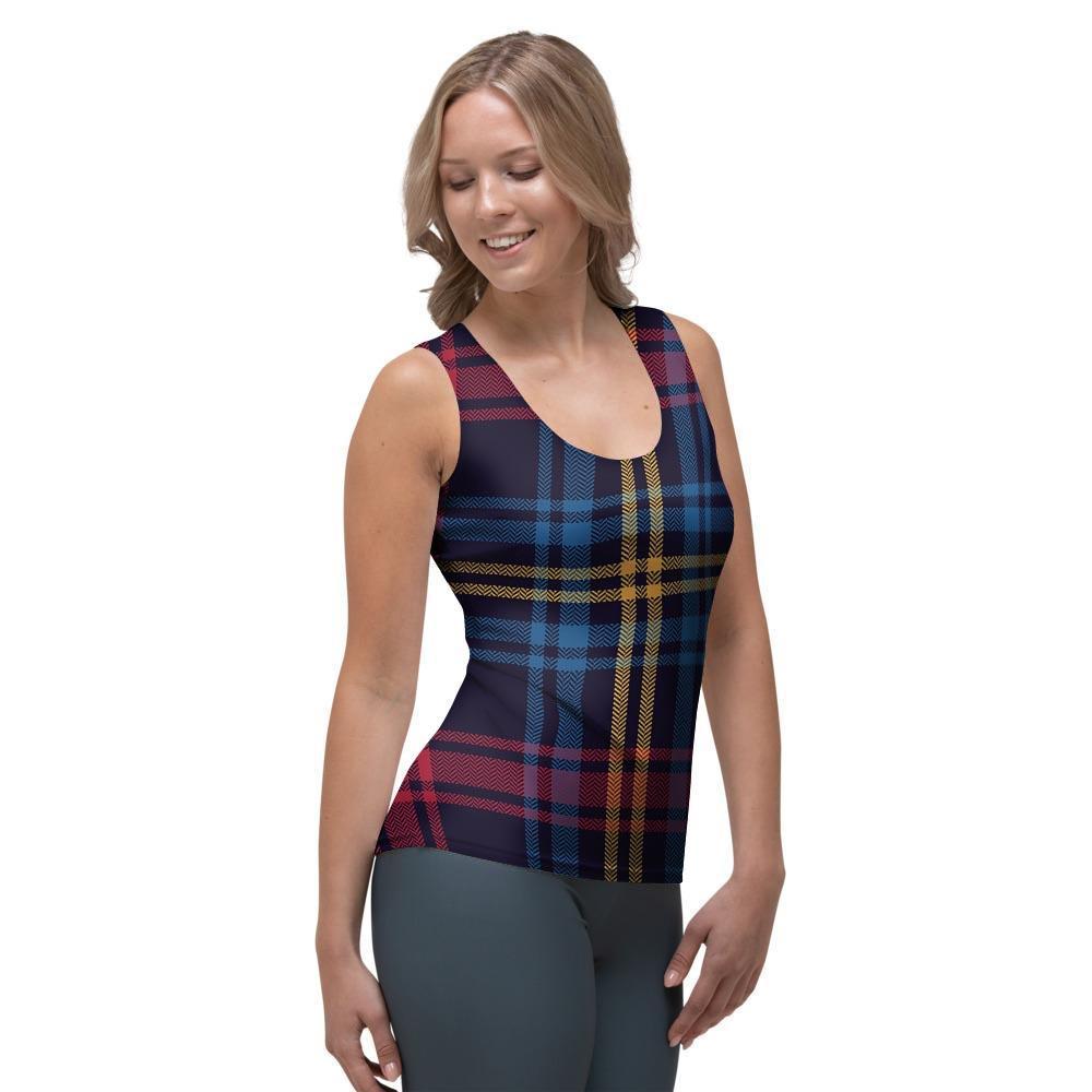 Tartan Print Women's Tank Top-grizzshop