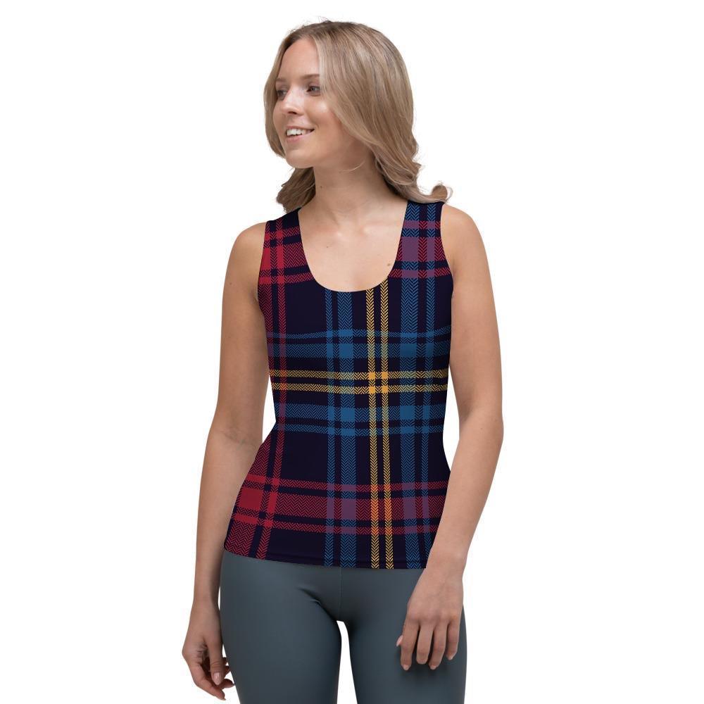 Tartan Print Women's Tank Top-grizzshop
