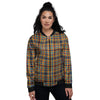 Tartan Rainbow Print Pattern Women's Bomber Jacket-grizzshop