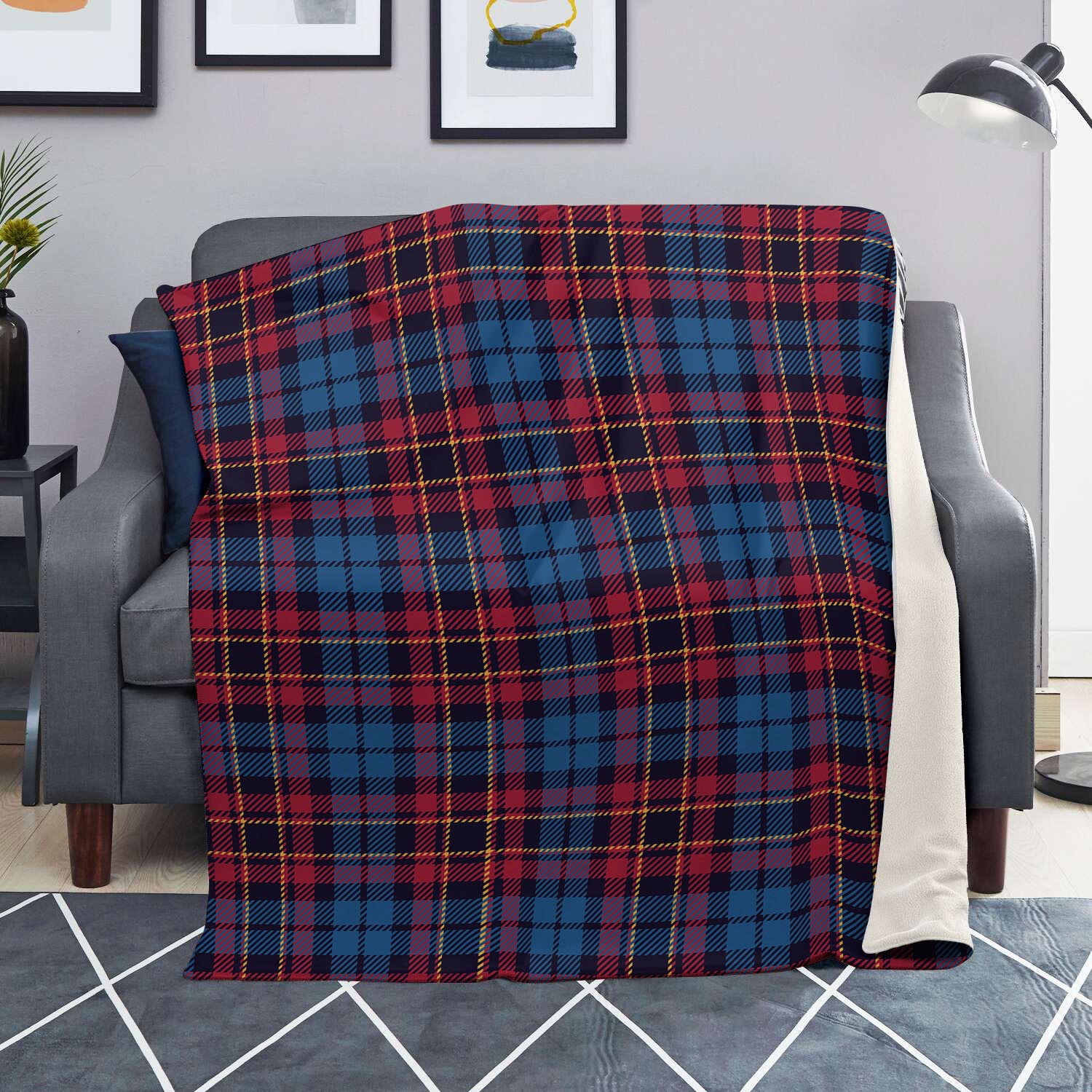 Tartan Red And Blue Plaid Blanket-grizzshop