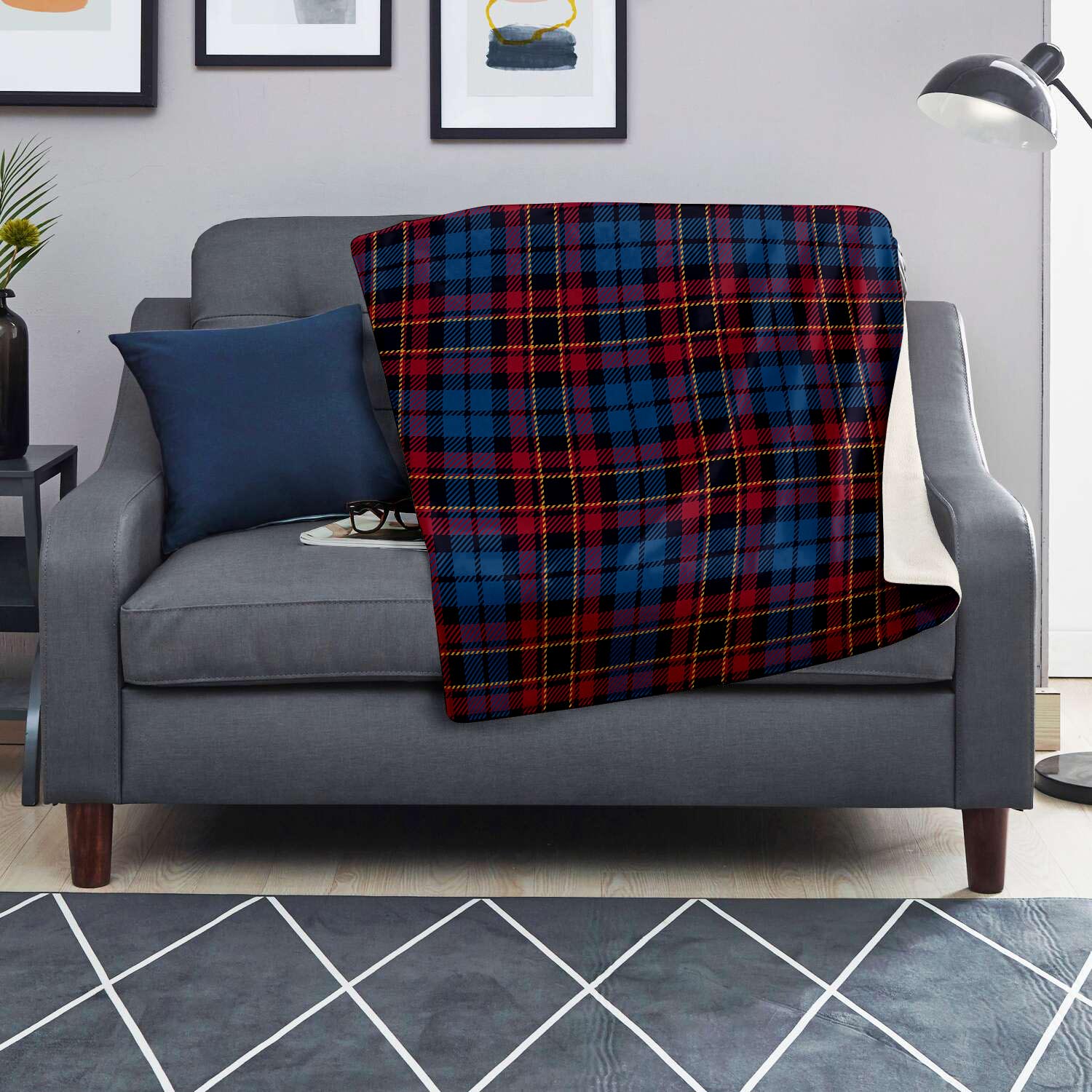 Tartan Red And Blue Plaid Blanket-grizzshop