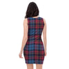 Tartan Red And Blue Plaid Bodycon Dress-grizzshop