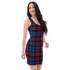 Tartan Red And Blue Plaid Bodycon Dress-grizzshop