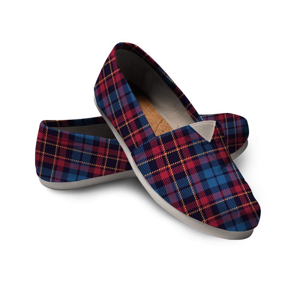 Tartan Red And Blue Plaid Canvas Shoes-grizzshop