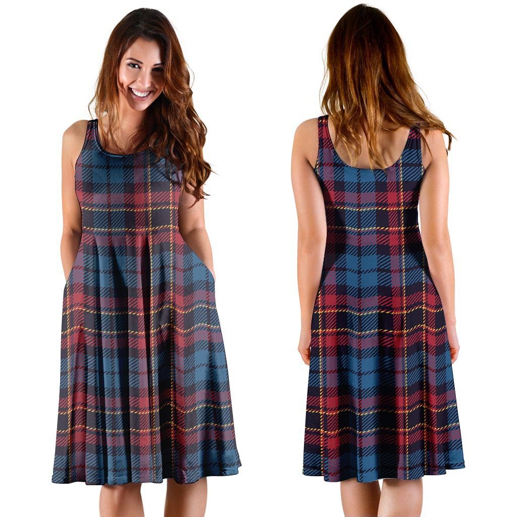 Tartan Red And Blue Plaid Dress-grizzshop