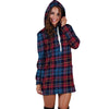 Tartan Red And Blue Plaid Hoodie Dress-grizzshop