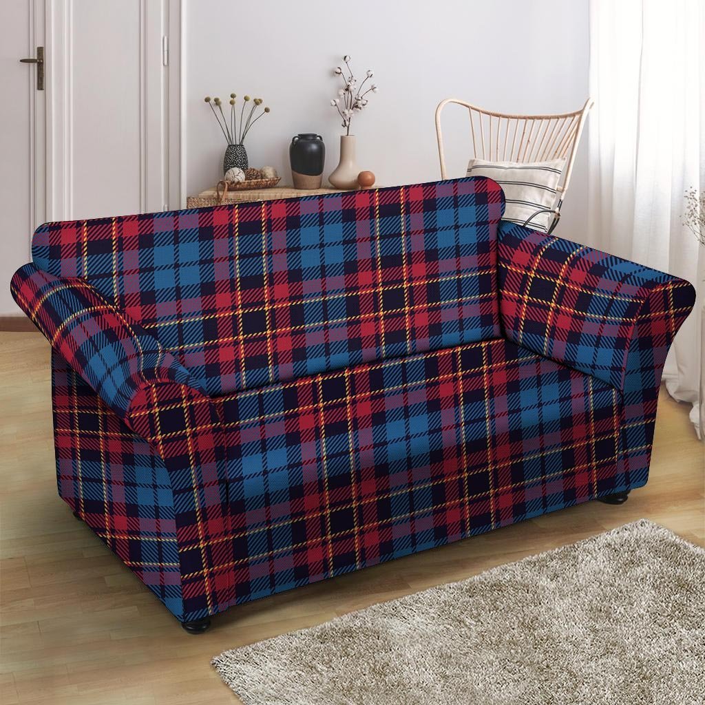 Tartan Red And Blue Plaid Loveseat Cover-grizzshop