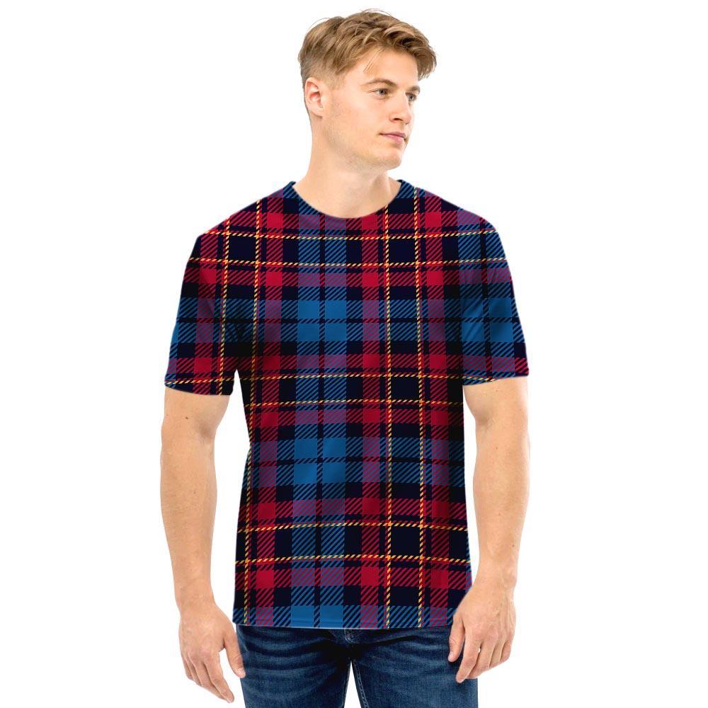 Tartan Red And Blue Plaid Men T Shirt-grizzshop